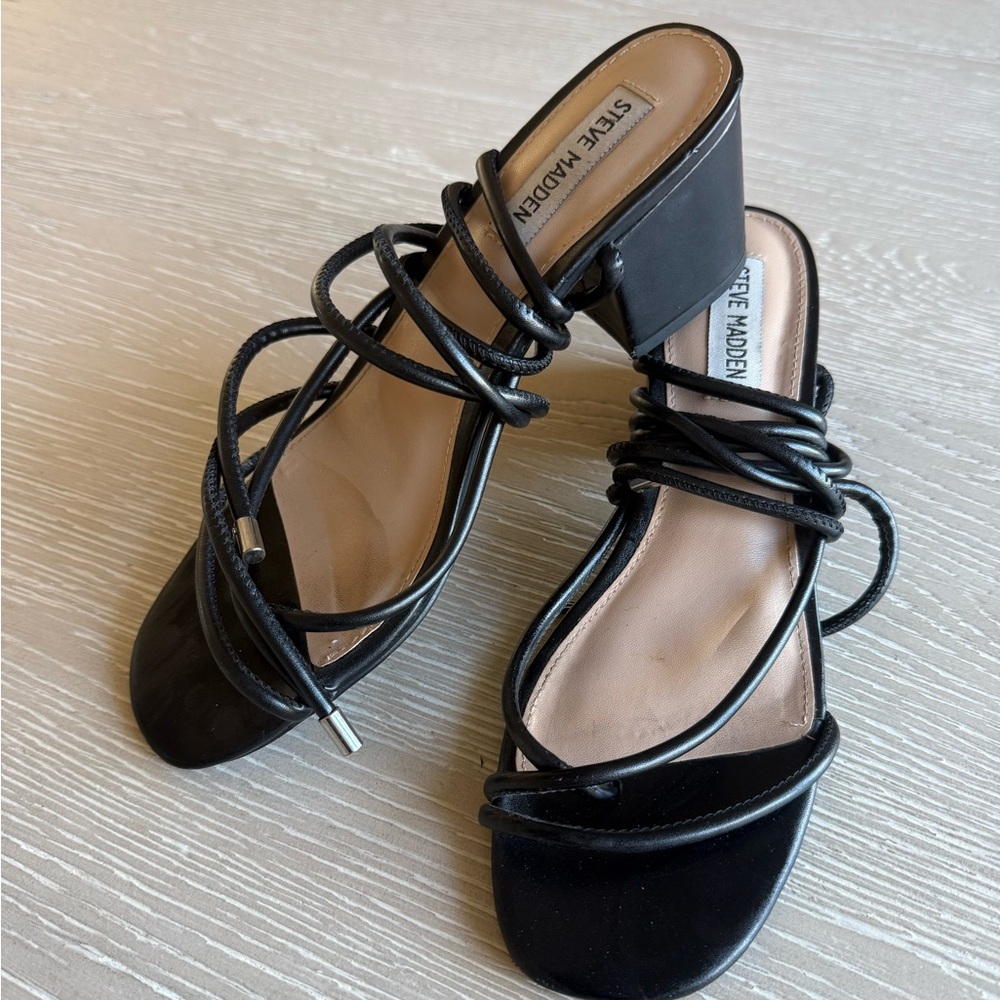 Steve Madden Black Strappy Heels